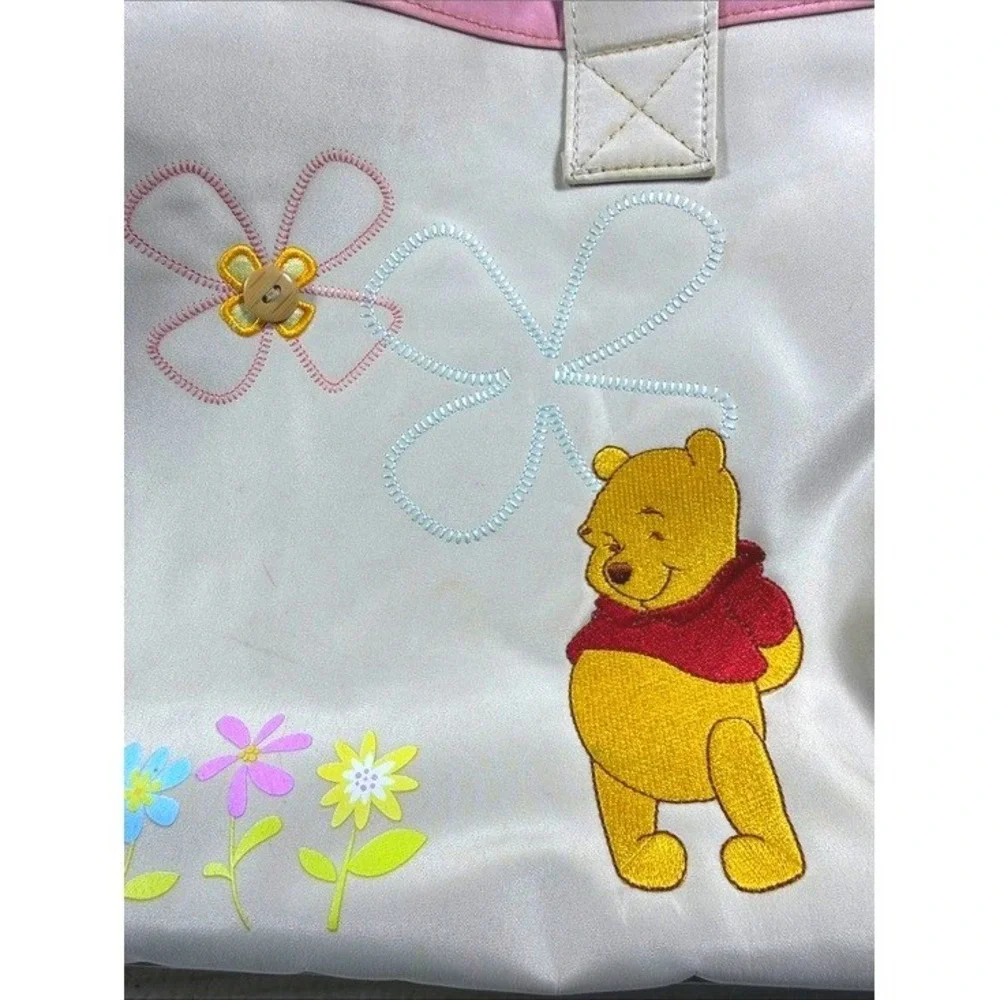 Disney Winnie the Pooh Diaper Bag Baby Cream Pink Embroidered Kidcore Y2K Large